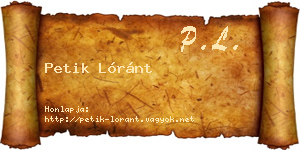 Petik Lóránt névjegykártya